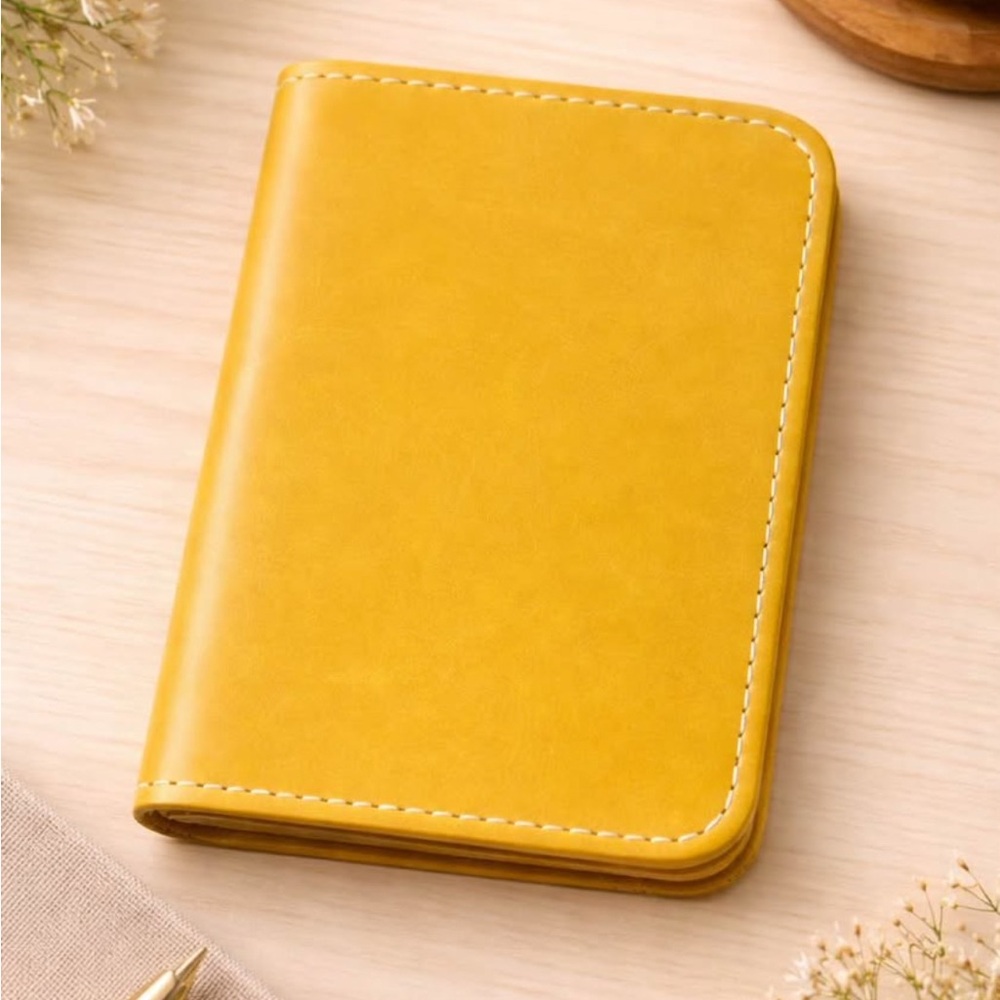 Yellow Portland  Leather Travel Wallet Passport Holder